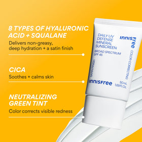 innisfree Daily Mineral UV Defense SPF 45 tinted sunscreen application on skin
