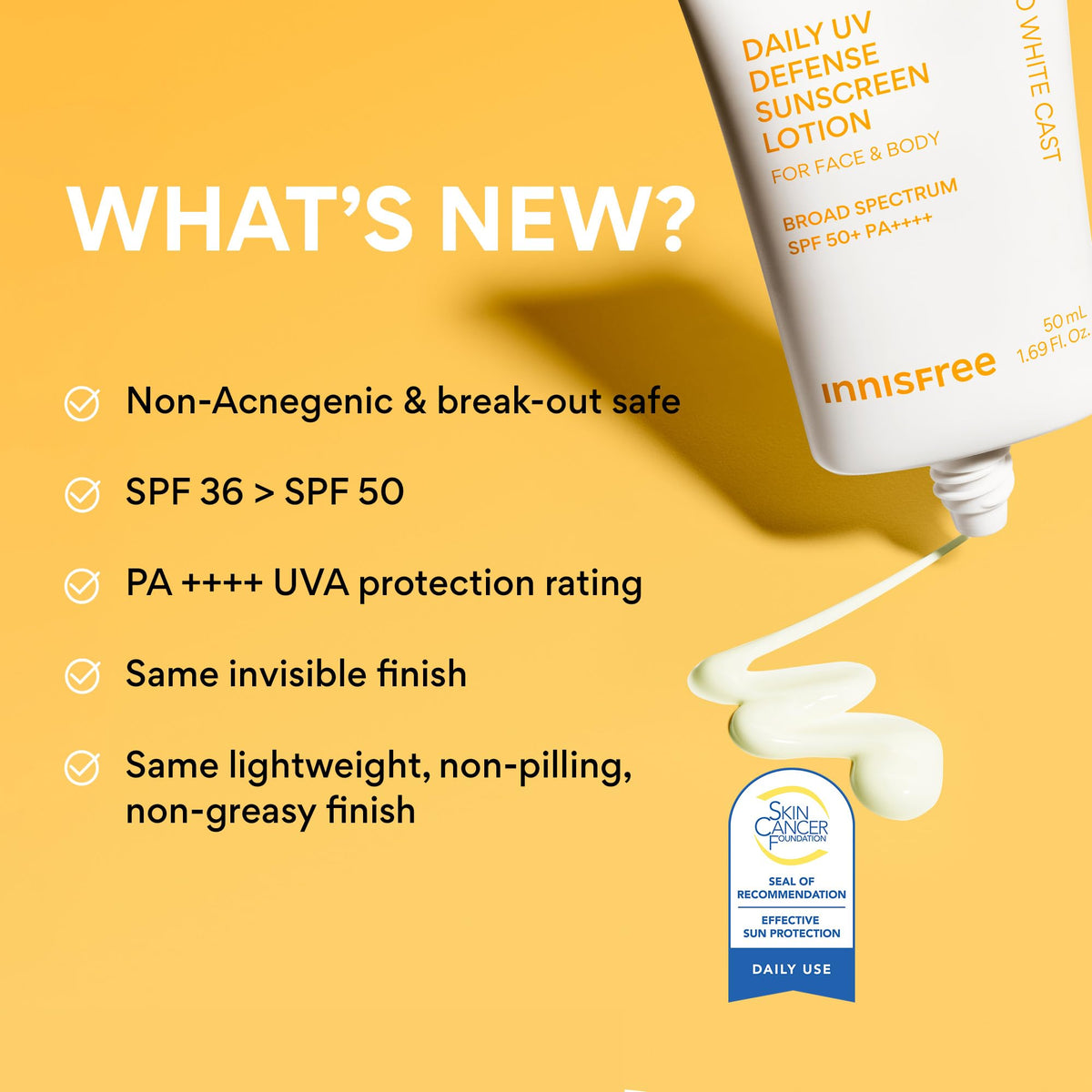 innisfree Daily UV Defense Sunscreen SPF 50+ being applied on skin