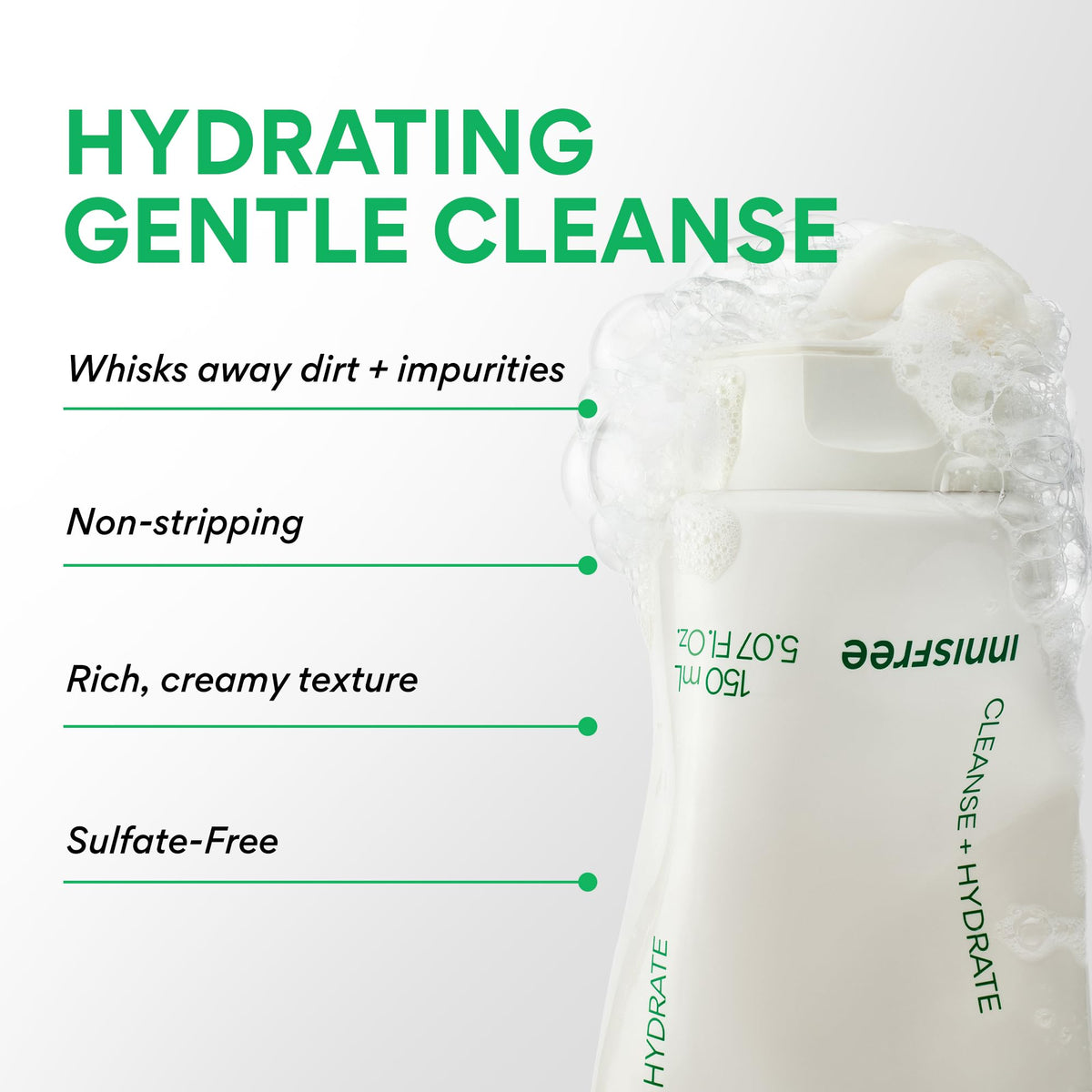innisfree Green Tea Amino Acid Cleansing Foam texture close-up