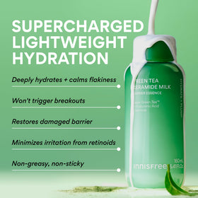 innisfree Green Tea Ceramide Milk Refill side view highlighting texture