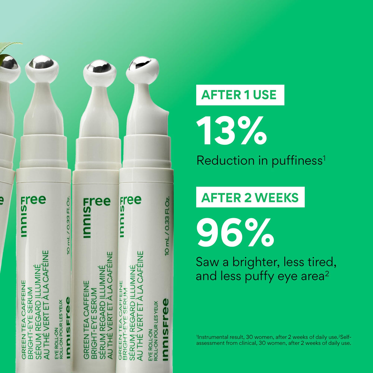 innisfree Green Tea Eye Serum Roll-On applicator close-up