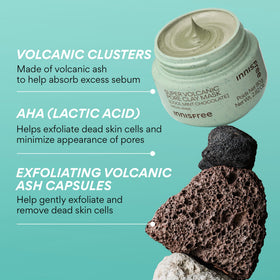 innisfree Mint Chocolate Super Volcanic Clay Mask applied on model's face