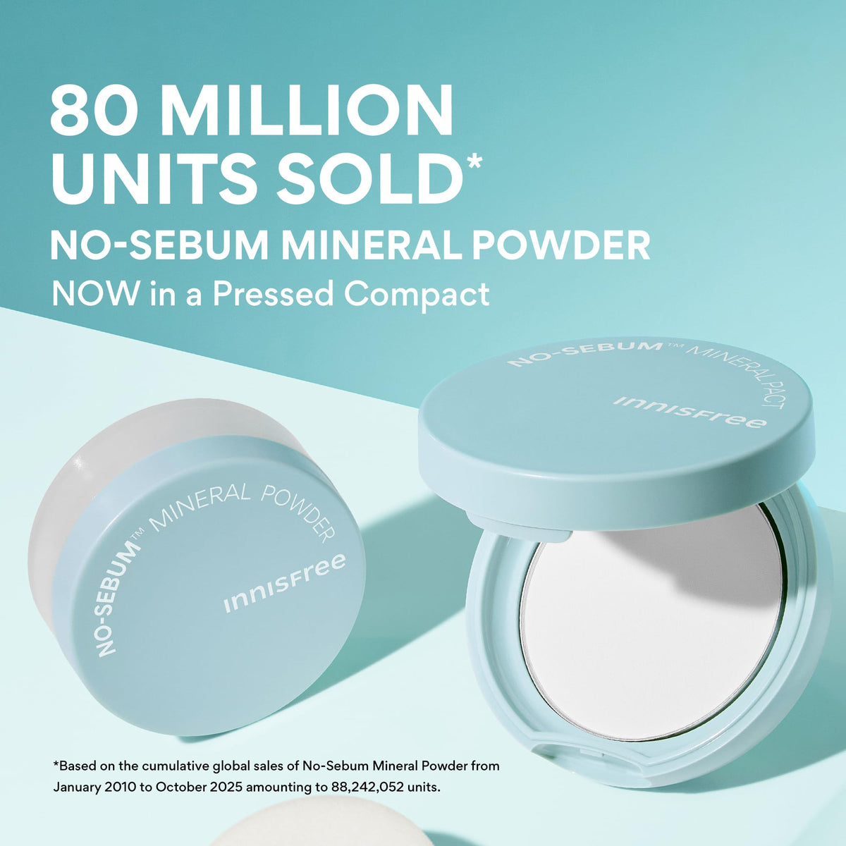 innisfree No Sebum Mineral Pact compact with powder puff and mirror