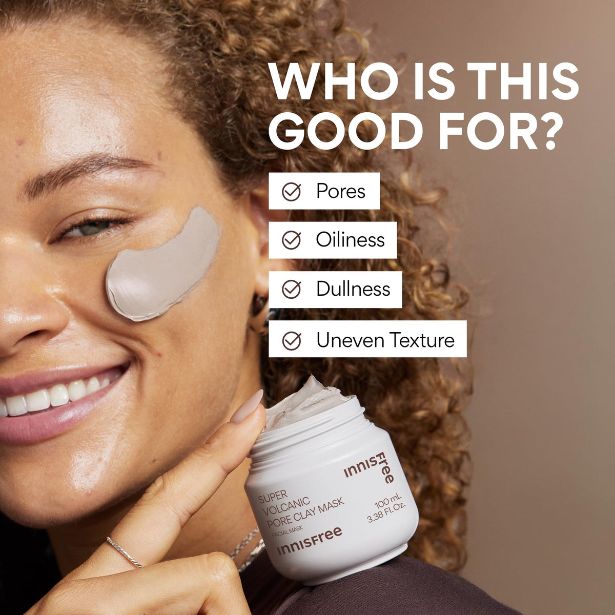 innisfree Super Volcanic Pore Clay Mask in use