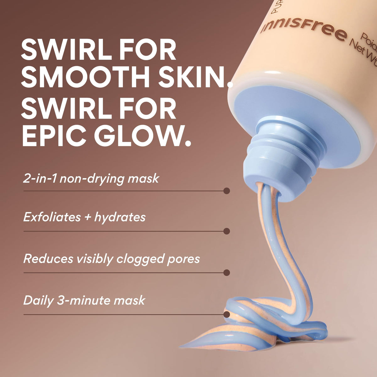 innisfree Volcanic Swirl Pore Mask application on clean skin