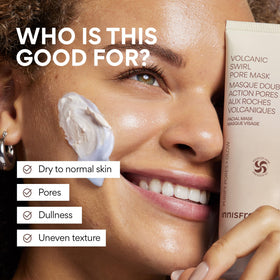 innisfree Volcanic Swirl Pore Mask lifestyle shot with a model