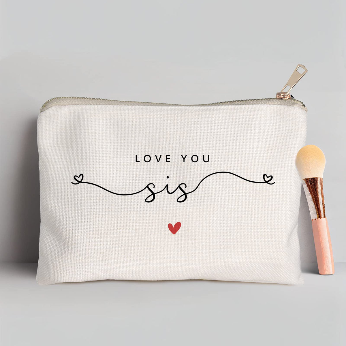 Inside of HubbgDesign Love You Sister Makeup Case showing spacious storage
