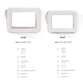 Inside view of Aveniee Clear Makeup Bag showing compartments