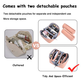 Inside view of BOYATU makeup bag showing compartments