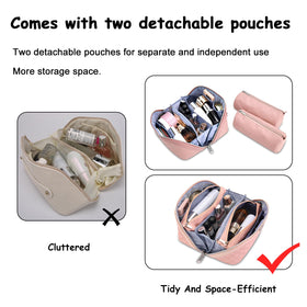 Inside view of BOYATU Travel Makeup Bag showing spacious compartments