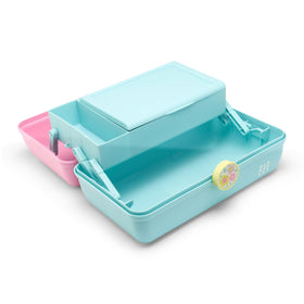 Inside view of Caboodles On-The-Go Girl Makeup Box showing compartments and mirror