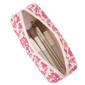 Inside view of HHQQWZ Cosmetic Bag with makeup tools