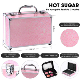 Inside view of Hot Sugar Makeup Kit showing mini palettes and tools