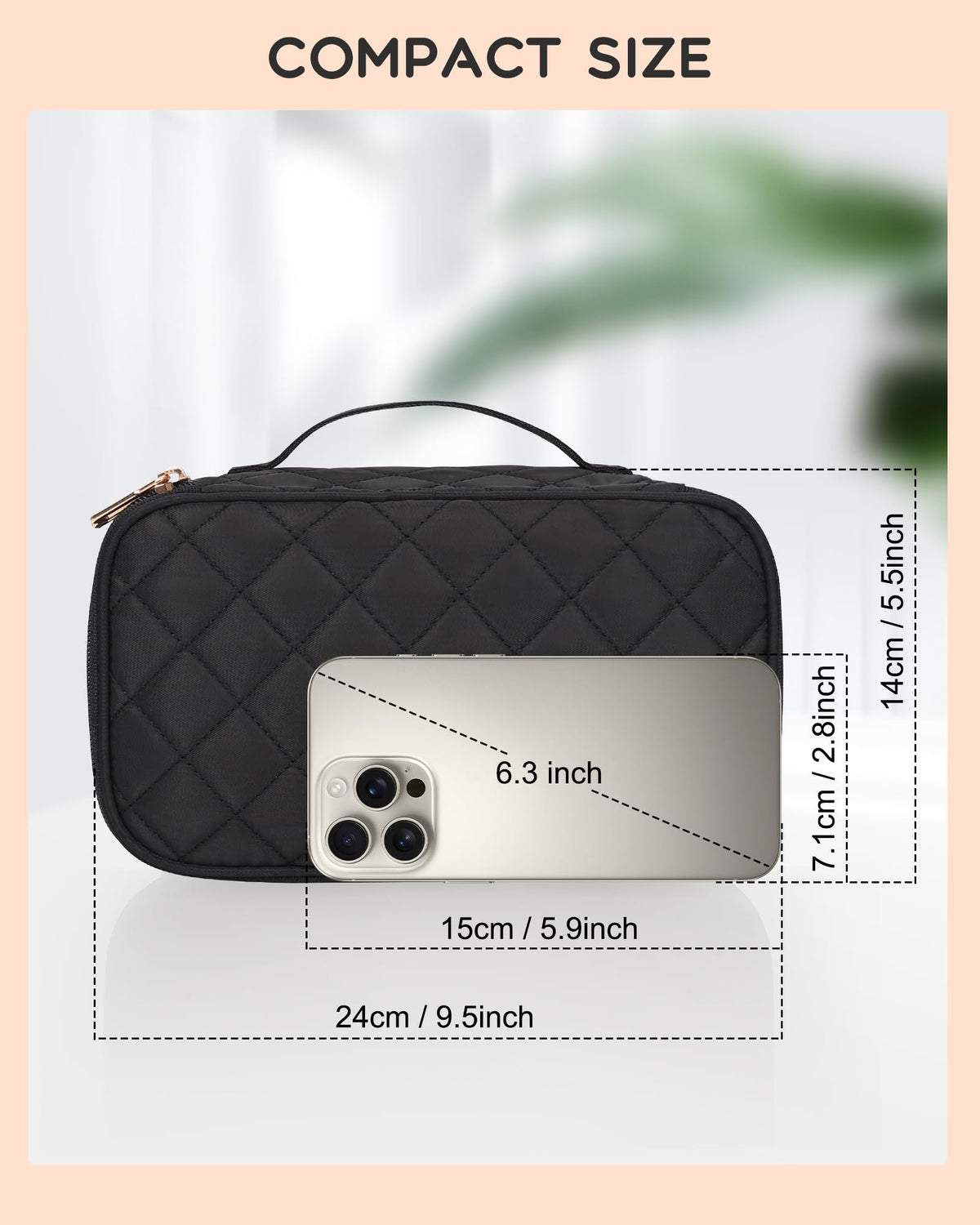 Inside view of Relavel Small Travel Makeup Bag showing compartments