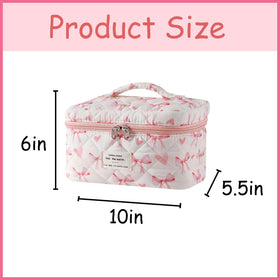 Inside view of uekeboag Large Floral Cotton Makeup Bag with compartments
