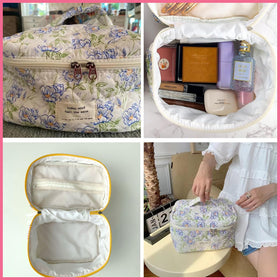 Inside view of uekeboag Large Makeup Bag with compartments