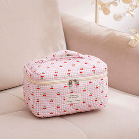 Inside view of uekeboag Large Travel Quilted Makeup Bag with compartments
