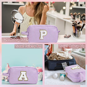 Inside view of YOOLIFE Initial Cosmetic Bag with cosmetics