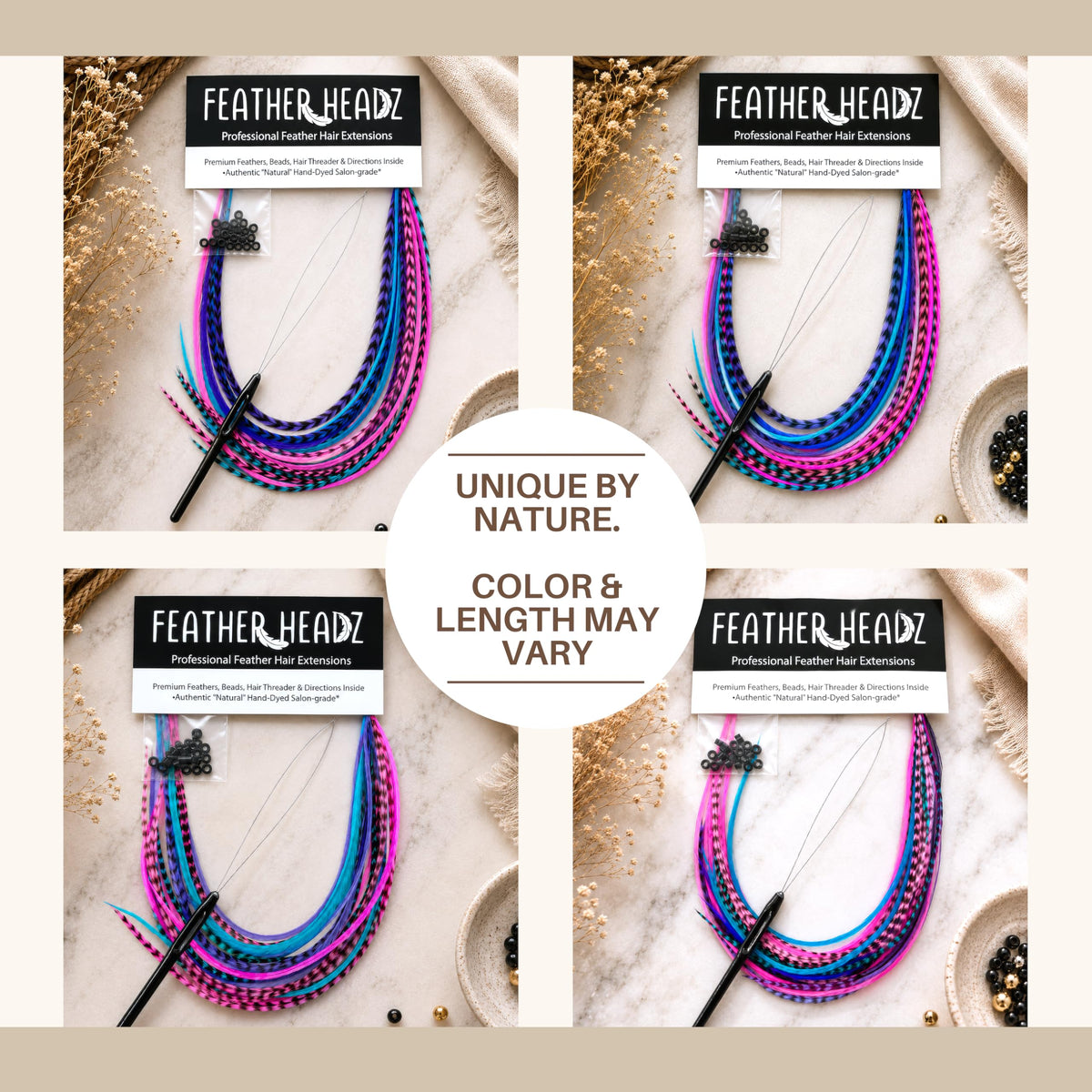Installation instructions for Feather Headz feather extensions