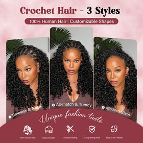 Installation process of Burmese Curly Crochet Hair Extensions