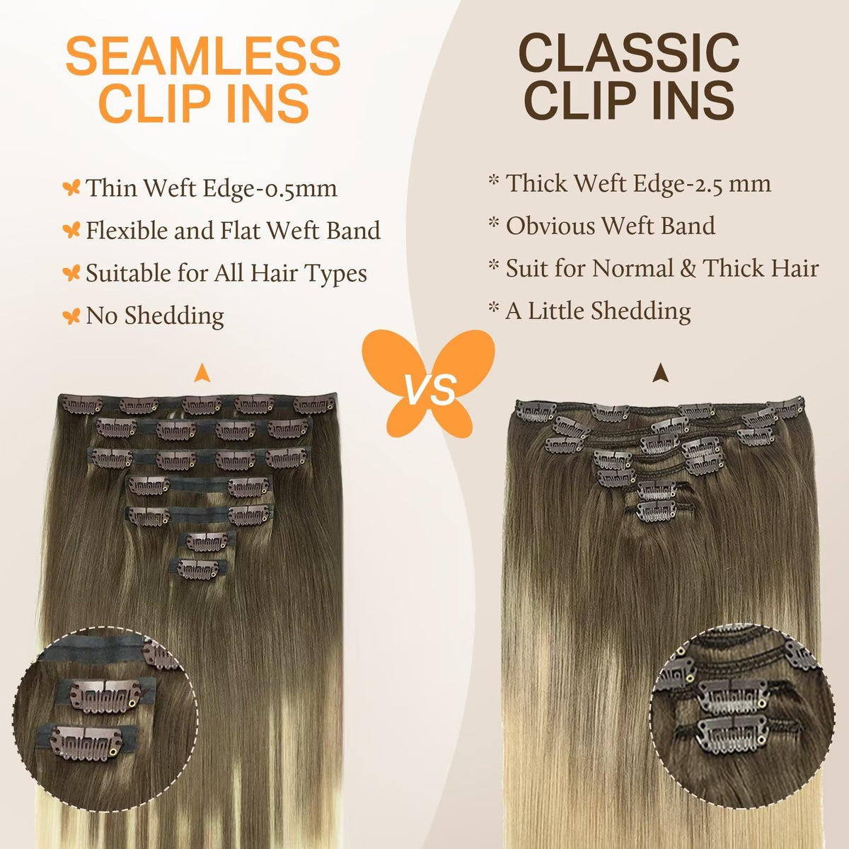 Installation process of DOORES Clip in Hair Extensions