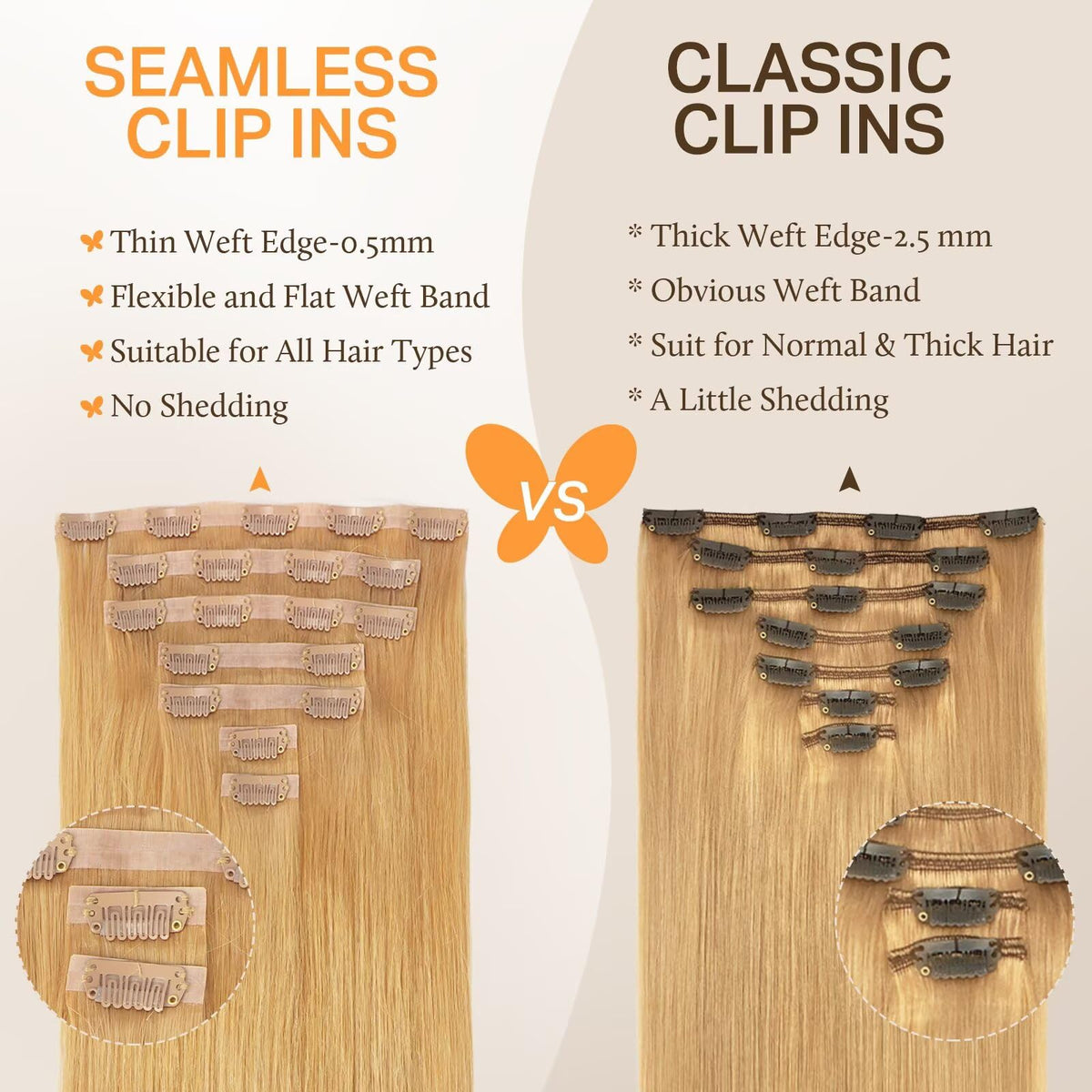 Installation process of DOORES Clip in Hair Extensions