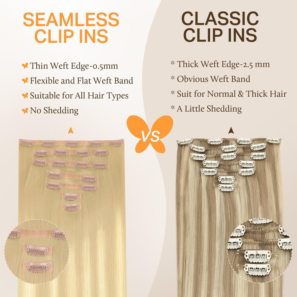 Installation process of DOORES Clip in Hair Extensions