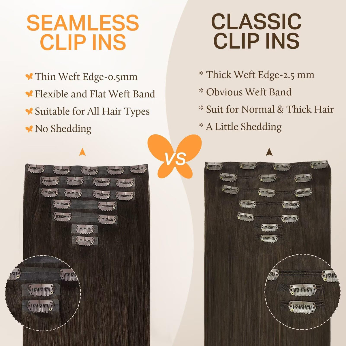 Installation process of DOORES Clip in Hair Extensions