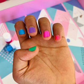 Instructions for using Piggy Paint Nail Polish displayed