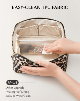 Interior compartments of EACHY Travel Makeup Bag