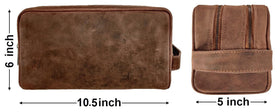 Interior compartments of RUSTIC TOWN Leather Travel Toiletry Bag