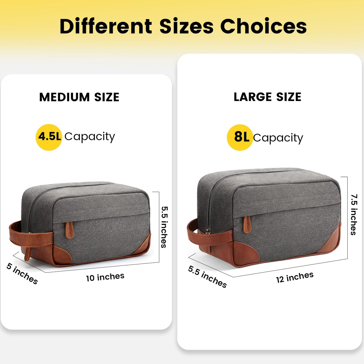 Interior compartments of Vorspack Canvas Travel Toiletry Bag