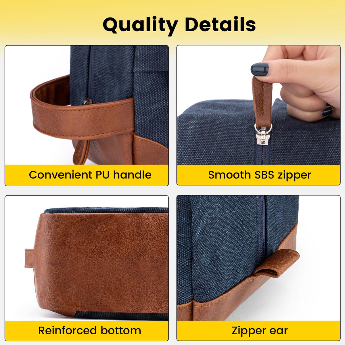 Interior compartments of Vorspack Canvas Travel Toiletry Bag