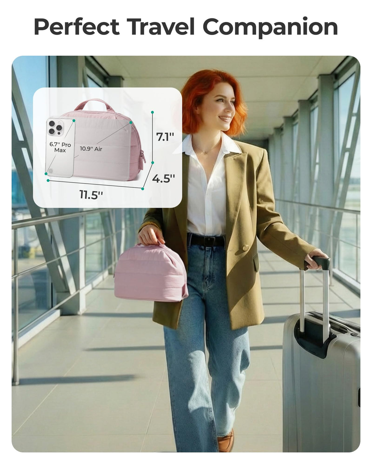 Interior of BAGSMART Travel Makeup Bag showing mesh pockets and elastic loops