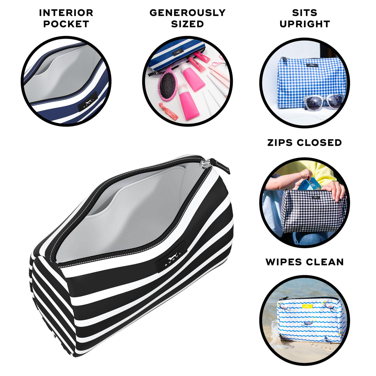 Interior of SCOUT Packin' Heat Cosmetic Bag with slip pocket