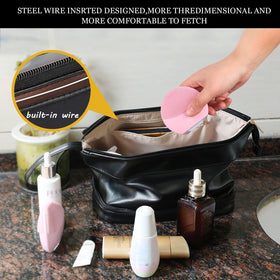 Interior view of Abiudeng Large Makeup Bag with brush holders