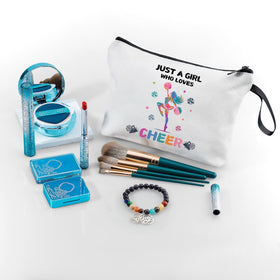 Interior view of ARIOSEY Cheerleader Makeup Bag Pouch showing lining