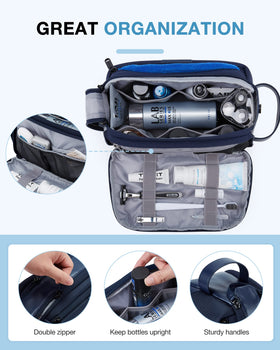 Interior view of BAGSMART Large Travel Toiletry Bag with compartments