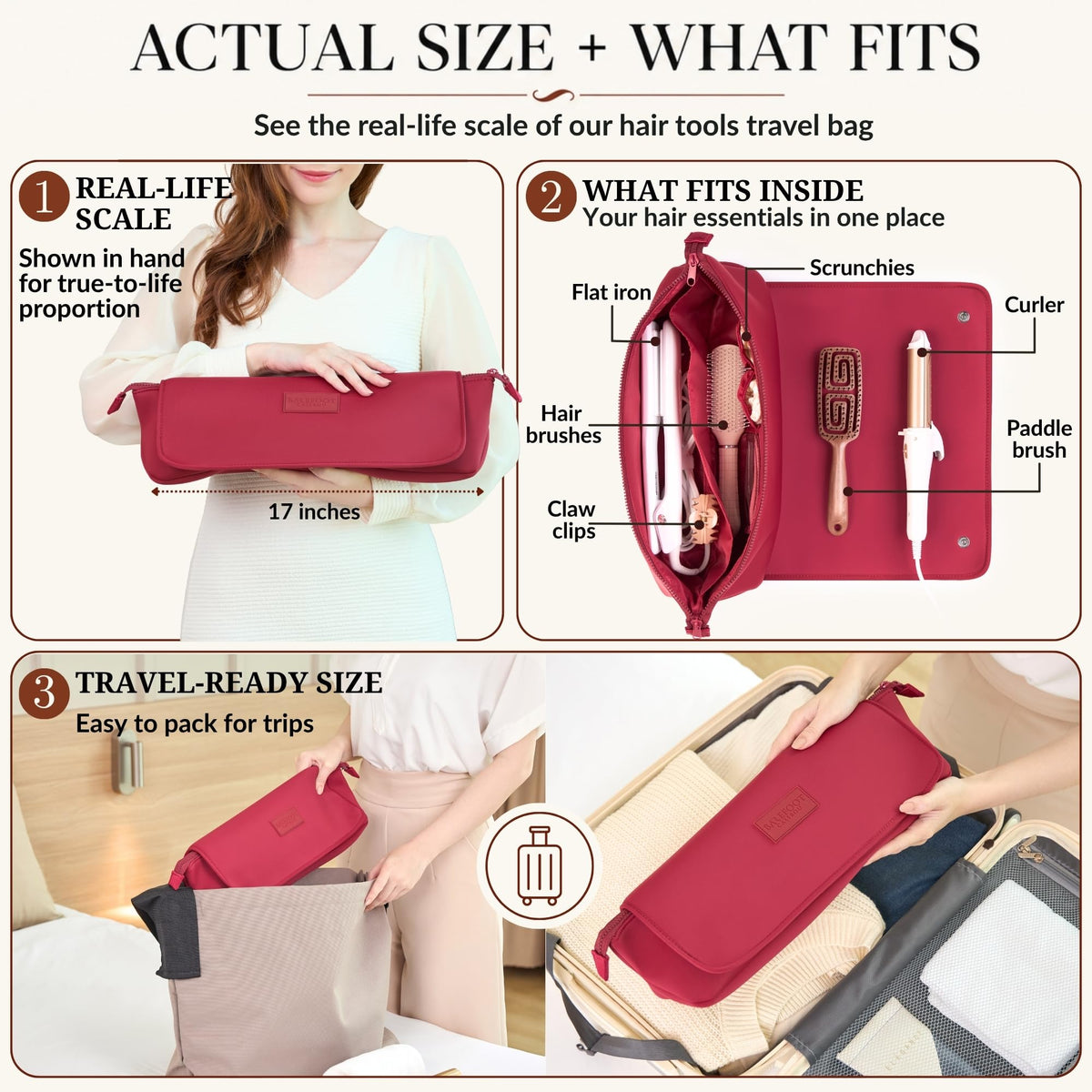 Interior view of BAREFOOT CARIBOU Hair Tools Travel Bag showing storage pockets