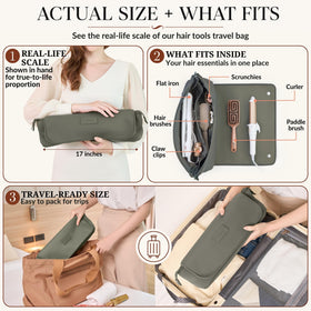 Interior view of BAREFOOT CARIBOU Hair Tools Travel Bag with pockets