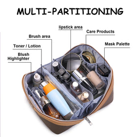 Interior view of BOYATU makeup bag showing compartments