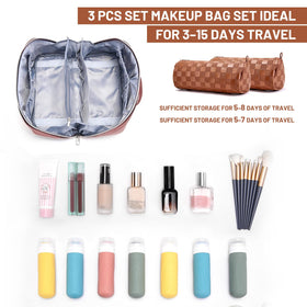 Interior view of BOYATU makeup bag with cosmetics