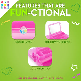 Interior view of Caboodles On-The-Go Girl Makeup Box showing 3-compartment tray