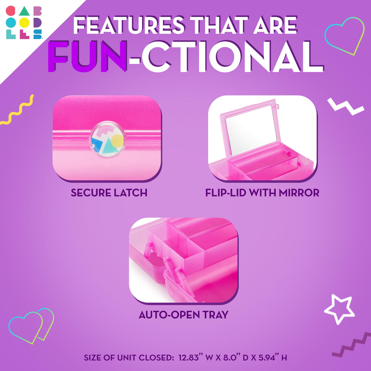 Interior view of Caboodles On-The-Go Girl Makeup Box showing compartments
