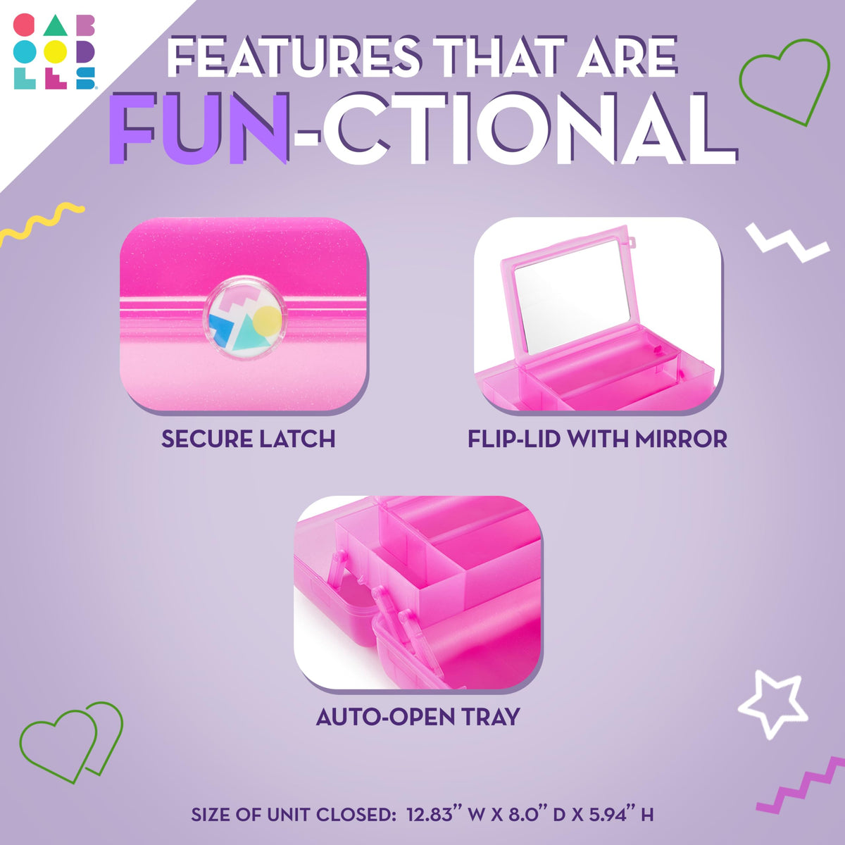 Interior view of Caboodles On-The-Go Girl Makeup Box showing spacious compartments