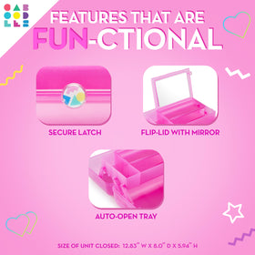 Interior view of Caboodles On-The-Go Girl Makeup Box with compartments