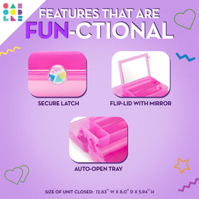 Interior view of Caboodles Twilight Disco Cosmetic Organizer with compartments