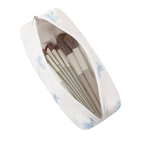 Interior view of HHQQWZ Floral Cotton Makeup Bag showing storage