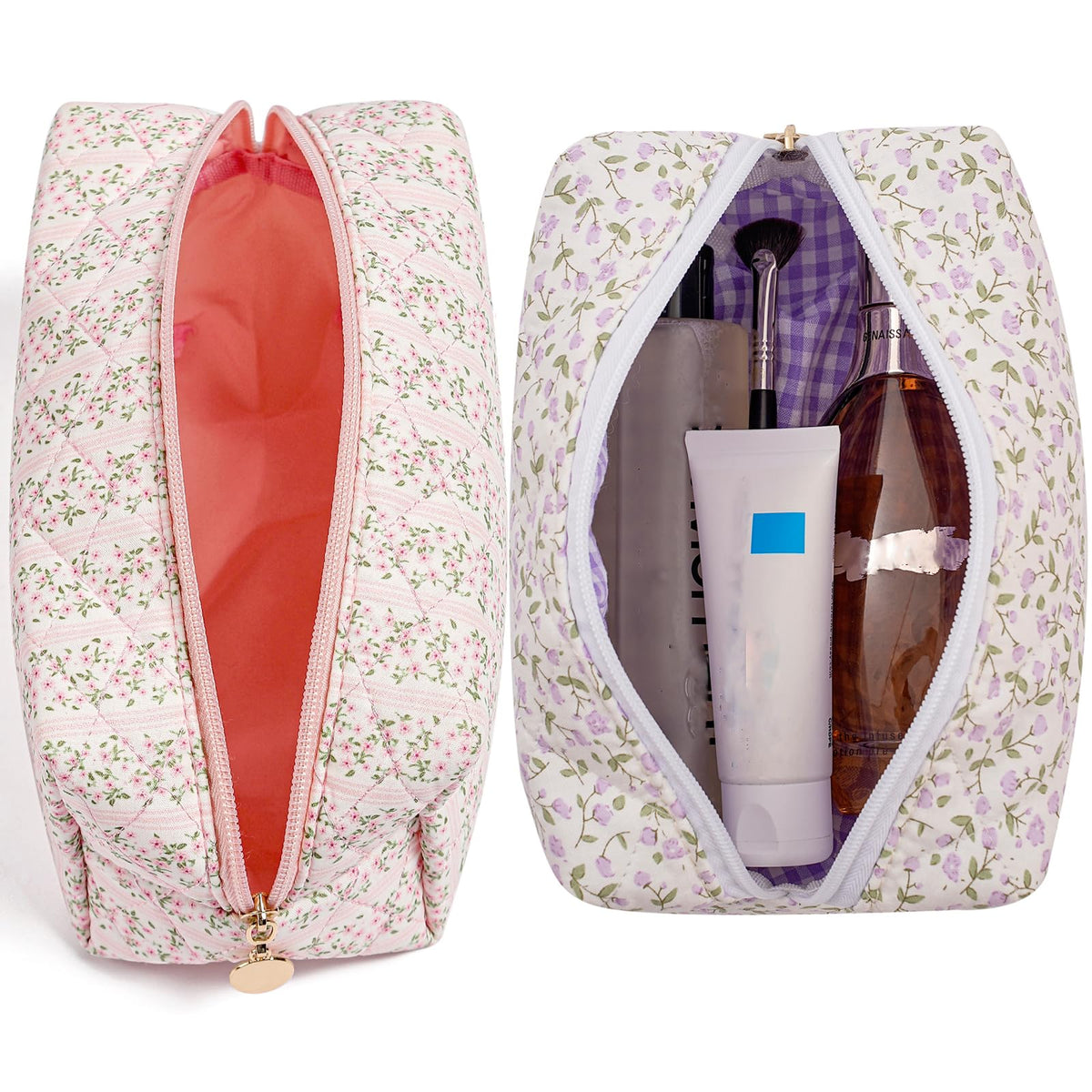 Interior view of HHQQWZ Makeup Bag showing spacious compartments