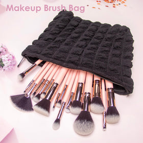 Interior view of PAZIMIIK Flat Makeup Bag with cosmetics